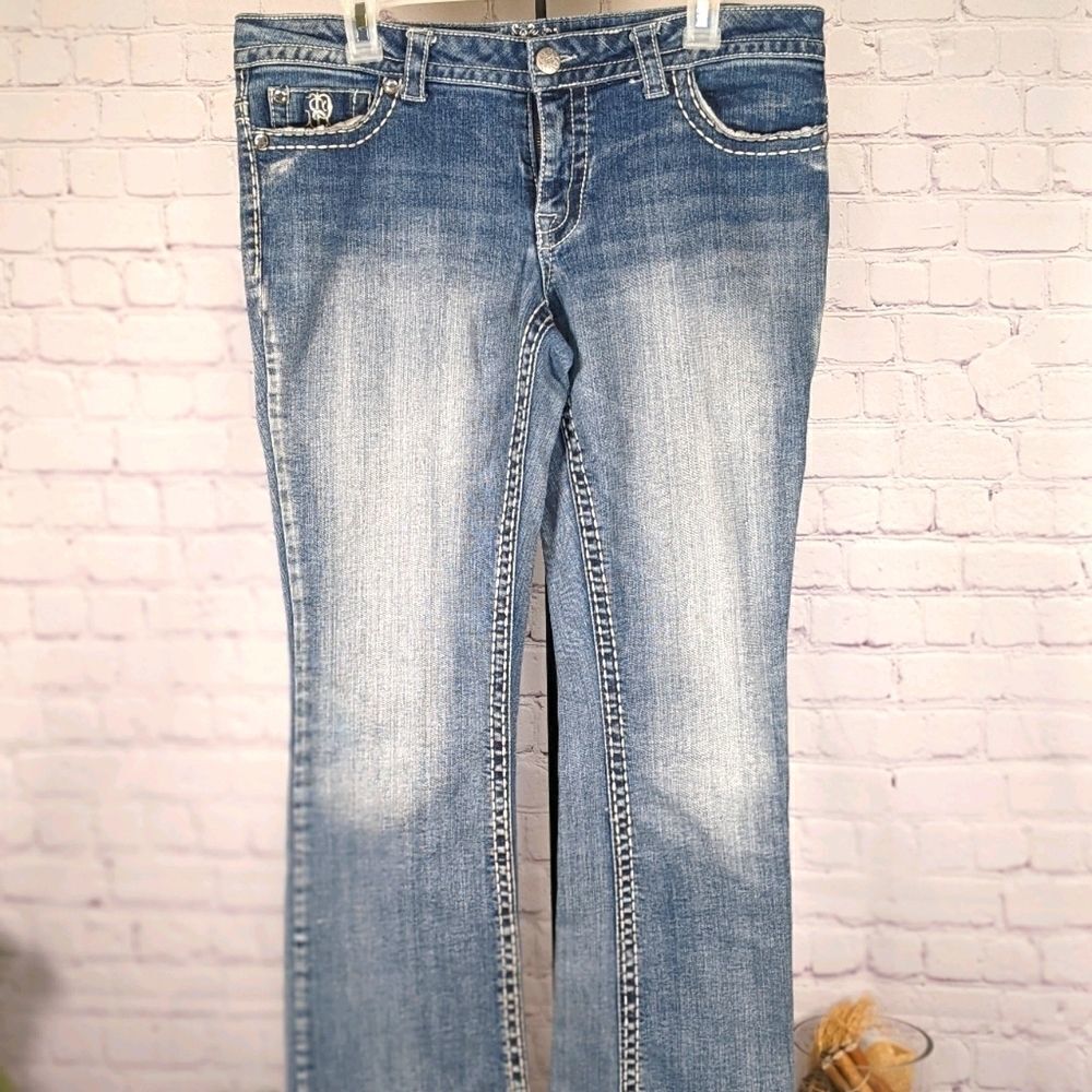 Paisley Sky Embroidered Distressed Jeans